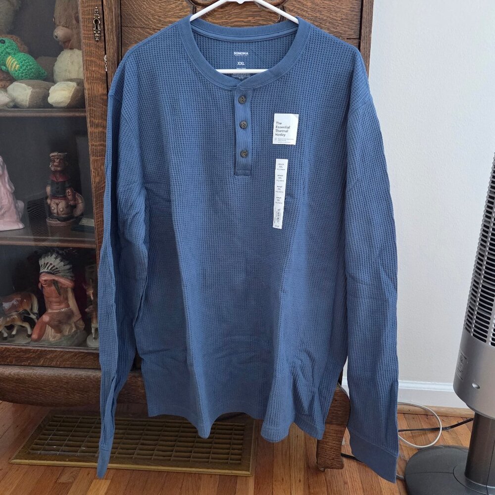 Men's Sonoma Essential Thermal Henley Waffle Weave Pullover | Sz. XXL